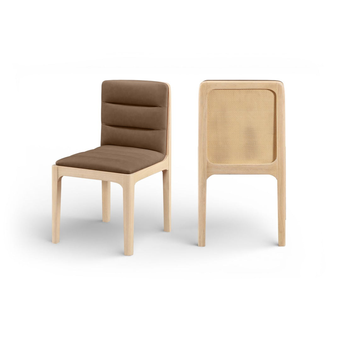 Ellis Brown Cane And Vegan Leather Upholstered Dining Chair
