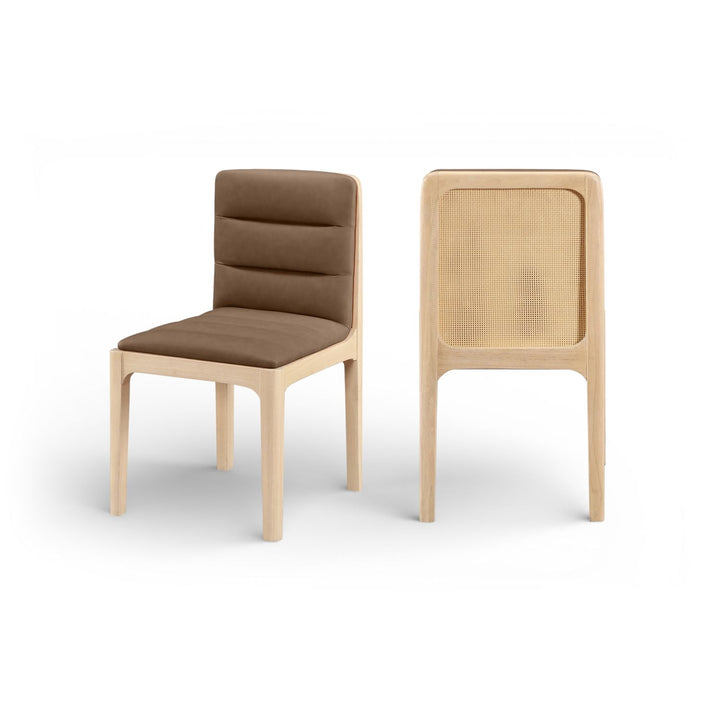 Ellis Brown Cane And Vegan Leather Upholstered Dining Chair