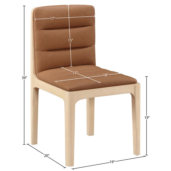 Ellis Cane And Vegan Leather Upholstered Dining Chair — Cognac / Natural
