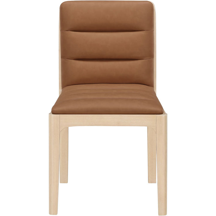 Ellis Cane And Vegan Leather Upholstered Dining Chair — Cognac / Natural