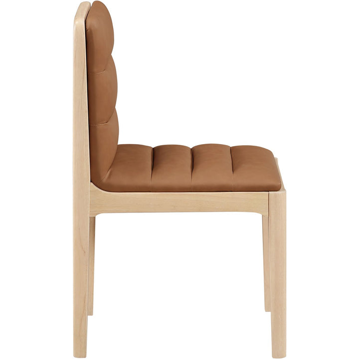 Ellis Cane And Vegan Leather Upholstered Dining Chair — Cognac / Natural