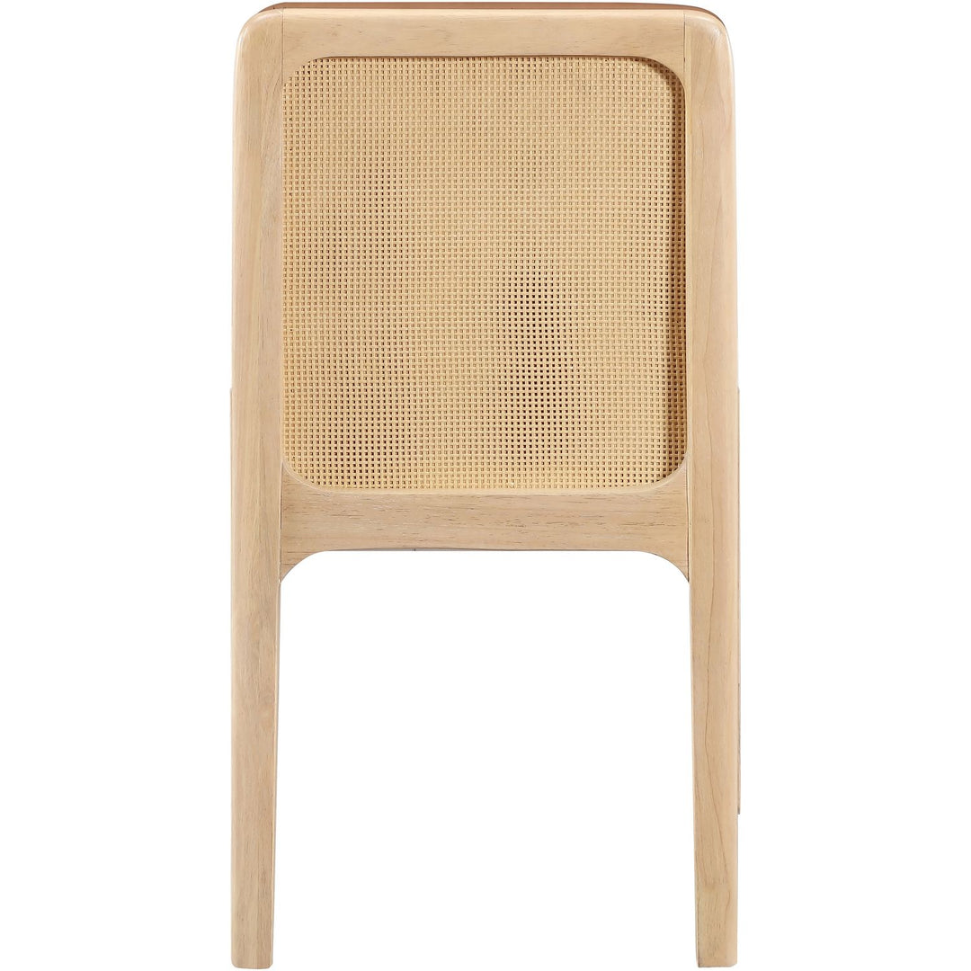 Ellis Cane And Vegan Leather Upholstered Dining Chair — Cognac / Natural