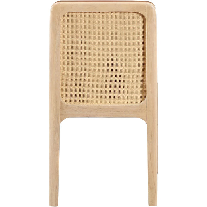 Ellis Cane And Vegan Leather Upholstered Dining Chair — Cognac / Natural