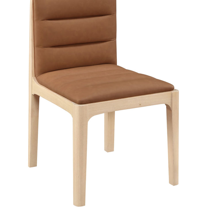 Ellis Cane And Vegan Leather Upholstered Dining Chair — Cognac / Natural