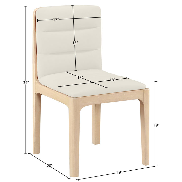 Ellis Cane And Vegan Leather Upholstered Dining Chair — Cream / Natural