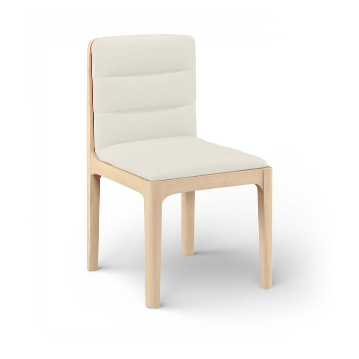 Ellis Cane And Vegan Leather Upholstered Dining Chair — Cream / Natural