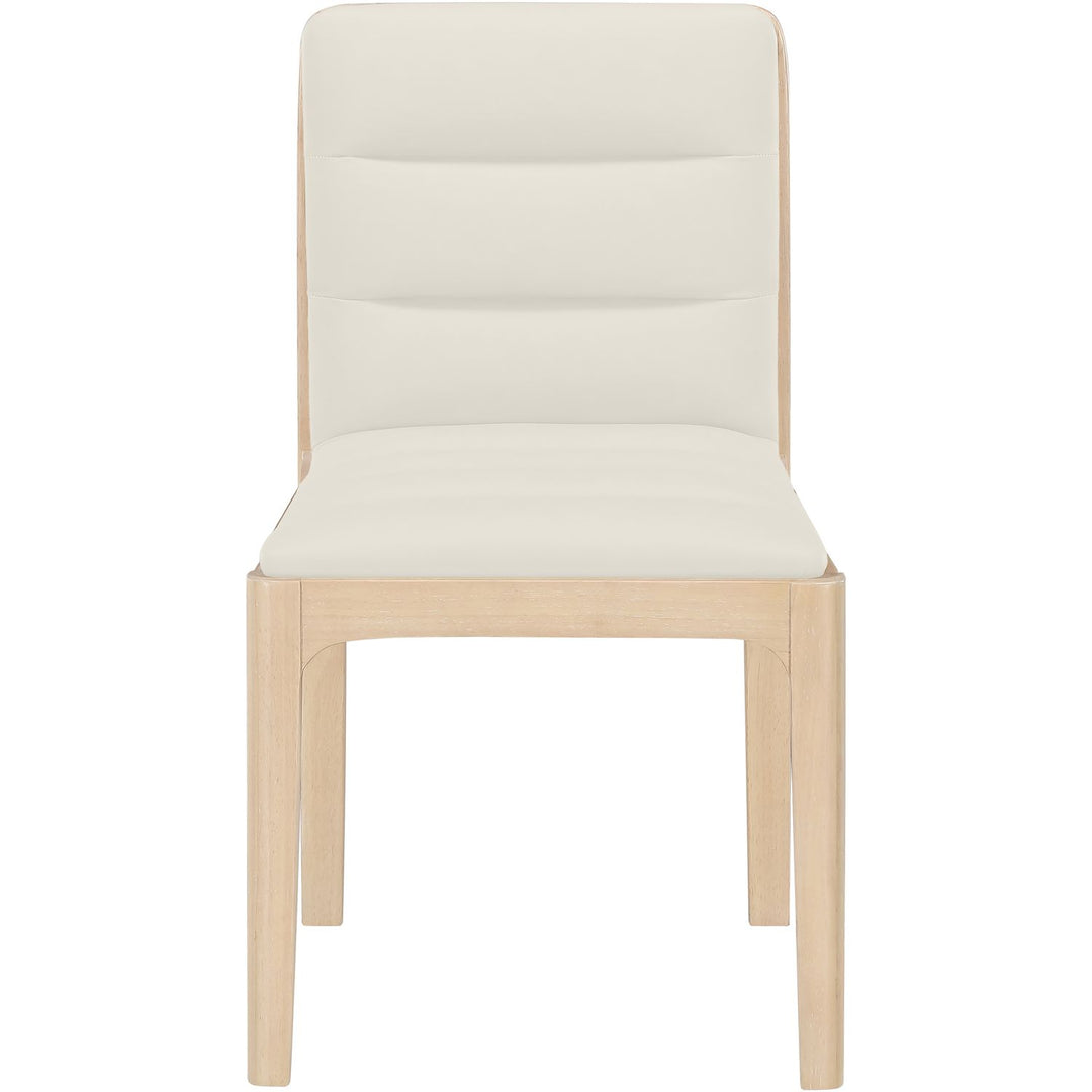 Ellis Cane And Vegan Leather Upholstered Dining Chair — Cream / Natural