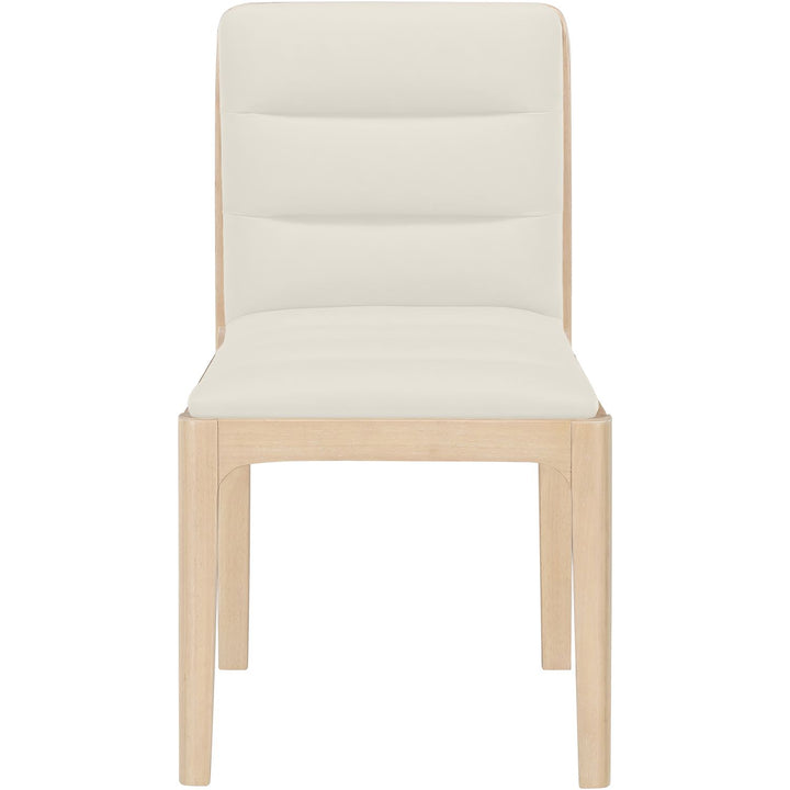 Ellis Cane And Vegan Leather Upholstered Dining Chair — Cream / Natural