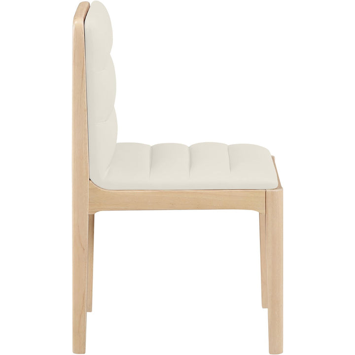 Ellis Cane And Vegan Leather Upholstered Dining Chair — Cream / Natural