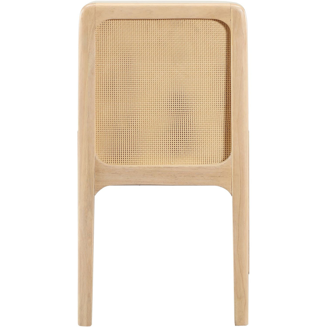 Ellis Cane And Vegan Leather Upholstered Dining Chair — Cream / Natural