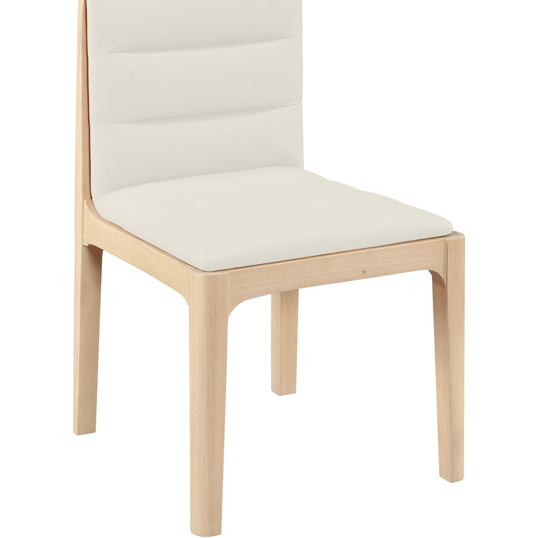Ellis Cane And Vegan Leather Upholstered Dining Chair — Cream / Natural