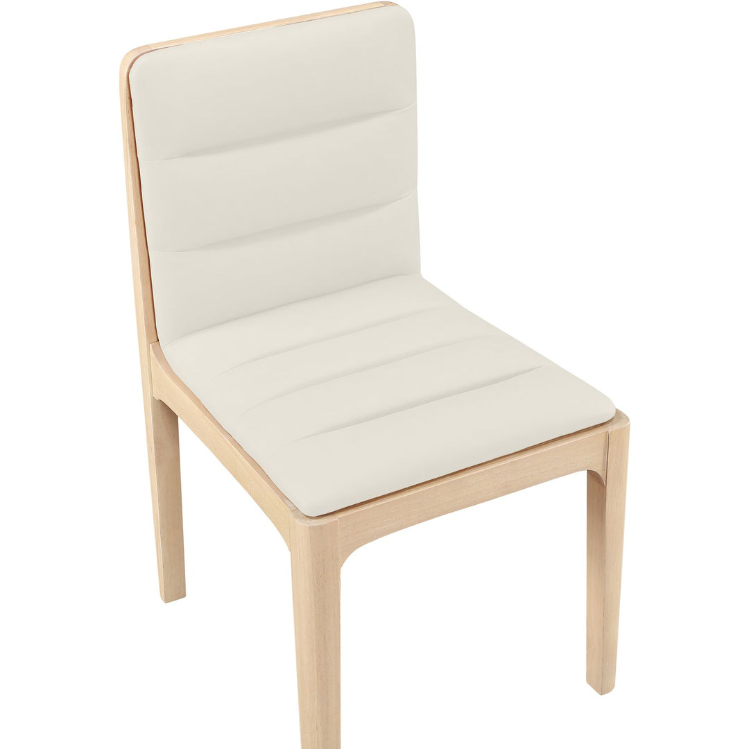 Ellis Cane And Vegan Leather Upholstered Dining Chair — Cream / Natural