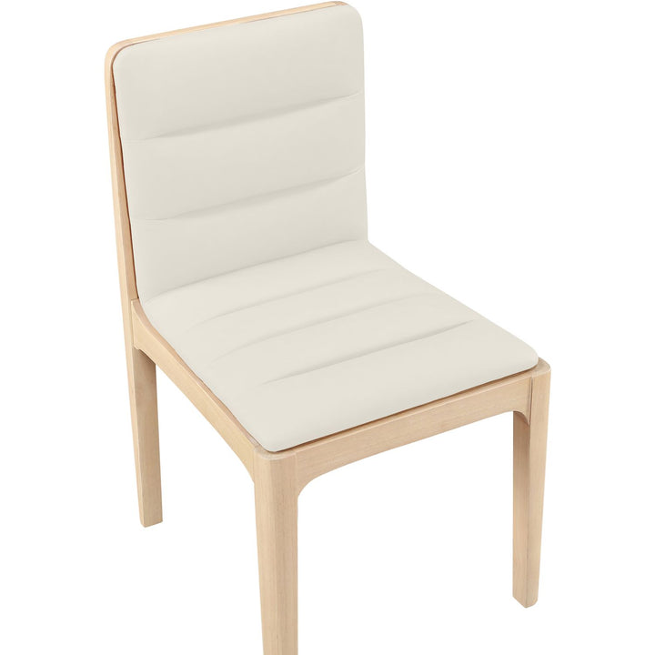 Ellis Cane And Vegan Leather Upholstered Dining Chair — Cream / Natural