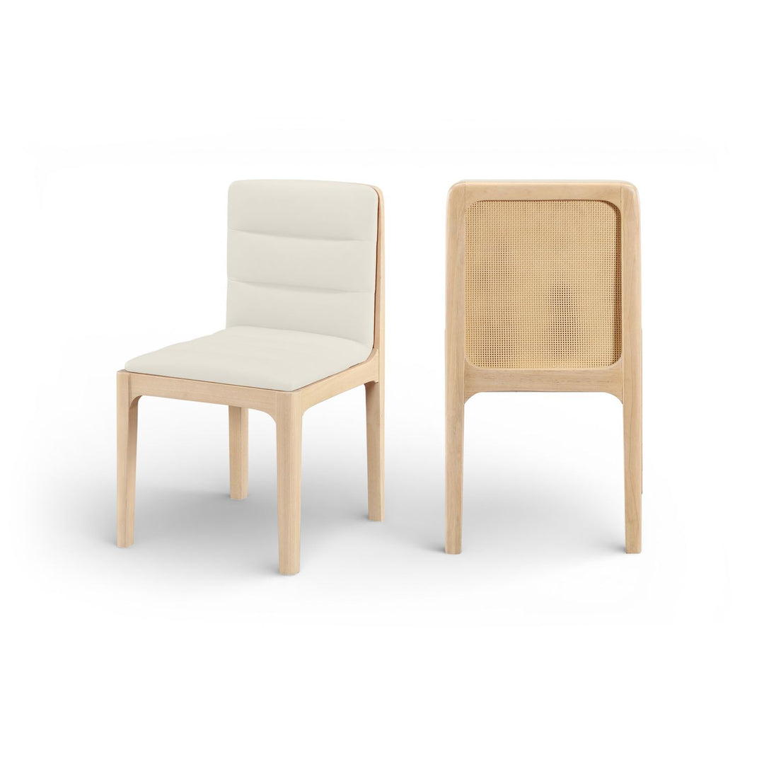 Ellis Cream Cane And Vegan Leather Upholstered Dining Chair