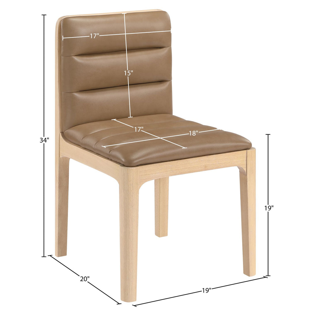 Ellis Cane And Vegan Leather Upholstered Dining Chair — Tan / Natural