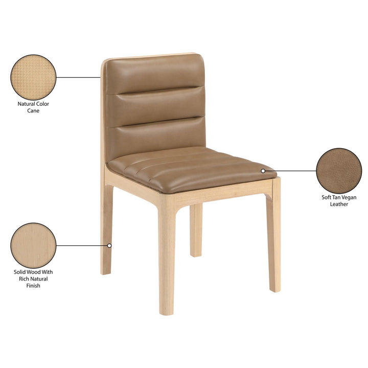 Ellis Cane And Vegan Leather Upholstered Dining Chair — Tan / Natural