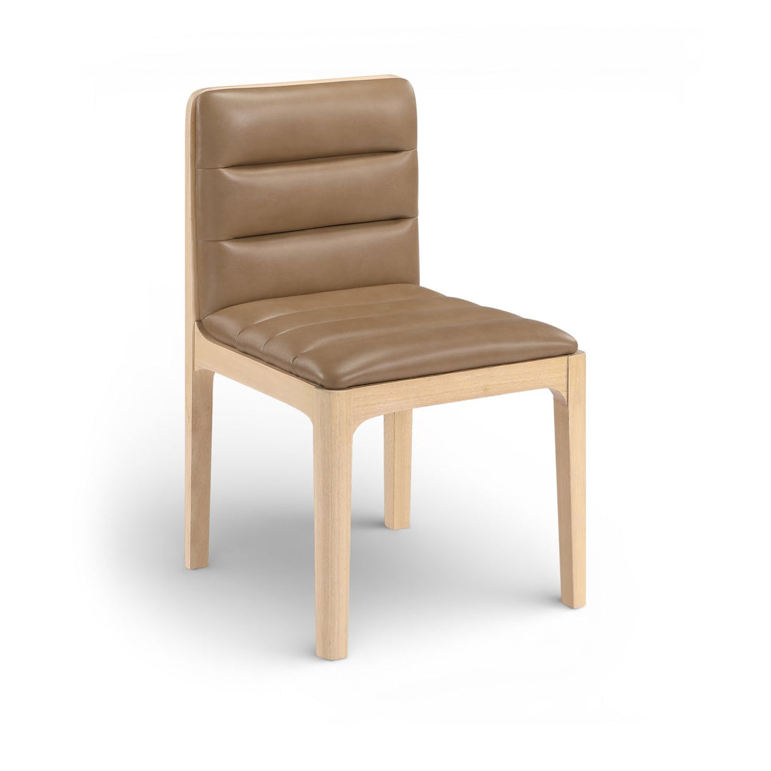 Ellis Cane And Vegan Leather Upholstered Dining Chair — Tan / Natural