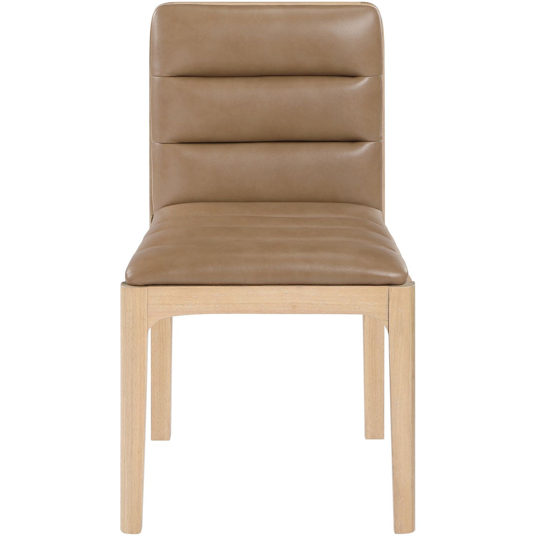 Ellis Cane And Vegan Leather Upholstered Dining Chair — Tan / Natural