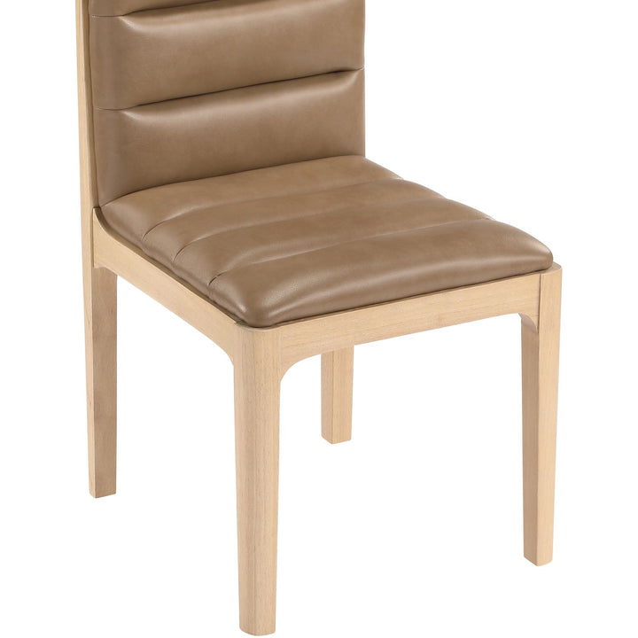 Ellis Cane And Vegan Leather Upholstered Dining Chair — Tan / Natural