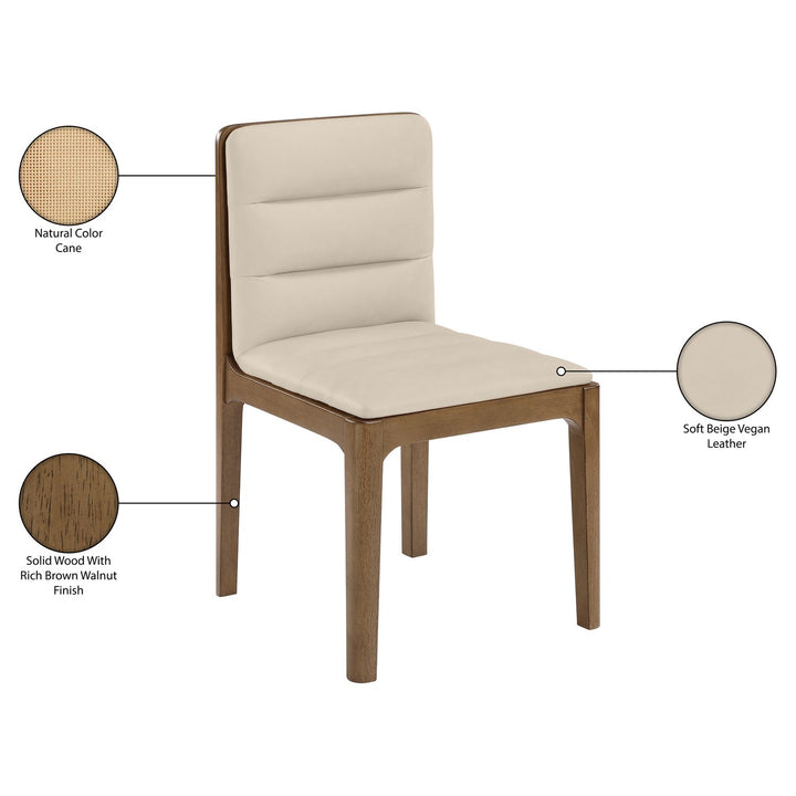 Ellis Cane And Vegan Leather Upholstered Dining Chair — Beige / Brown