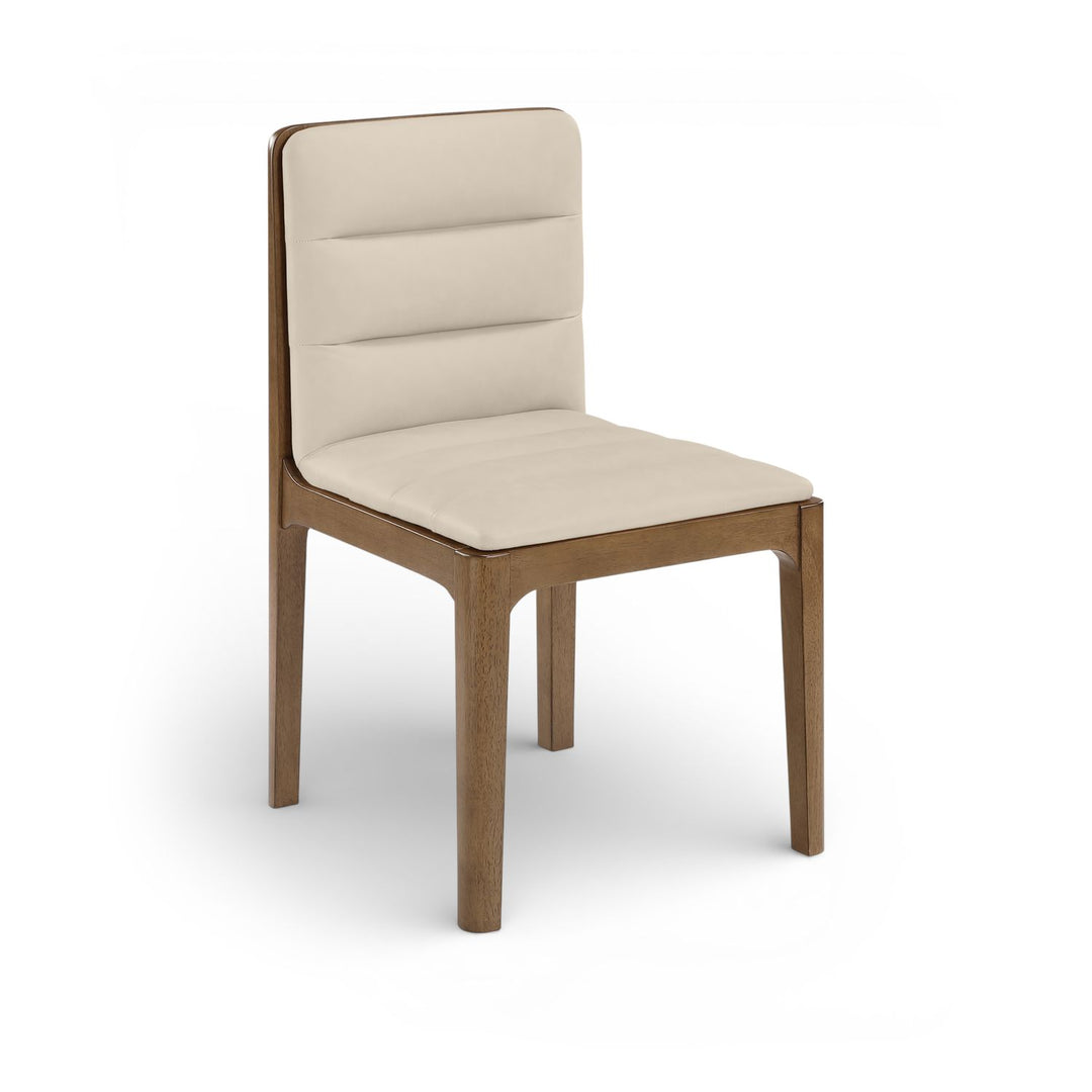 Ellis Cane And Vegan Leather Upholstered Dining Chair — Beige / Brown