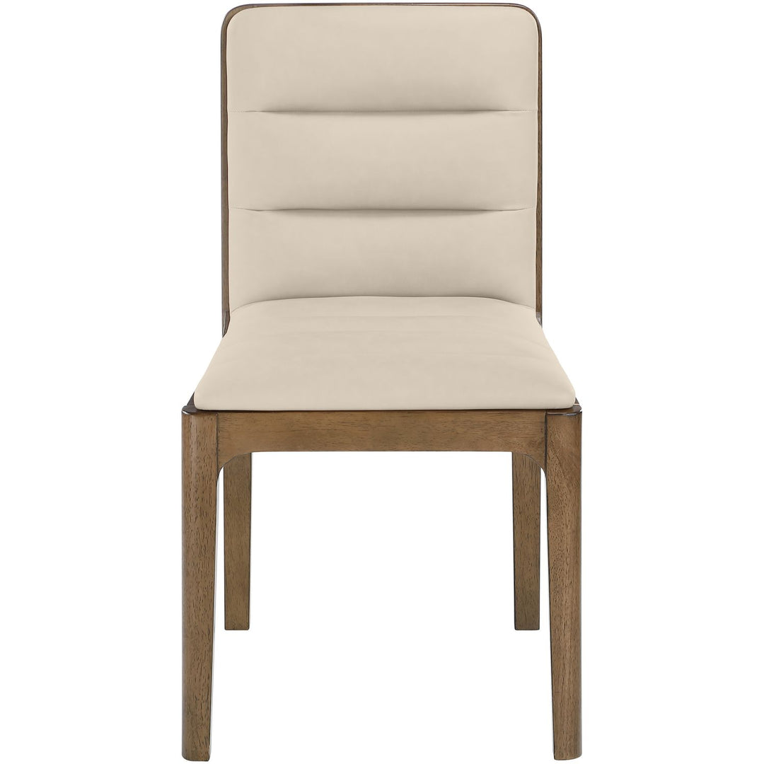 Ellis Cane And Vegan Leather Upholstered Dining Chair — Beige / Brown