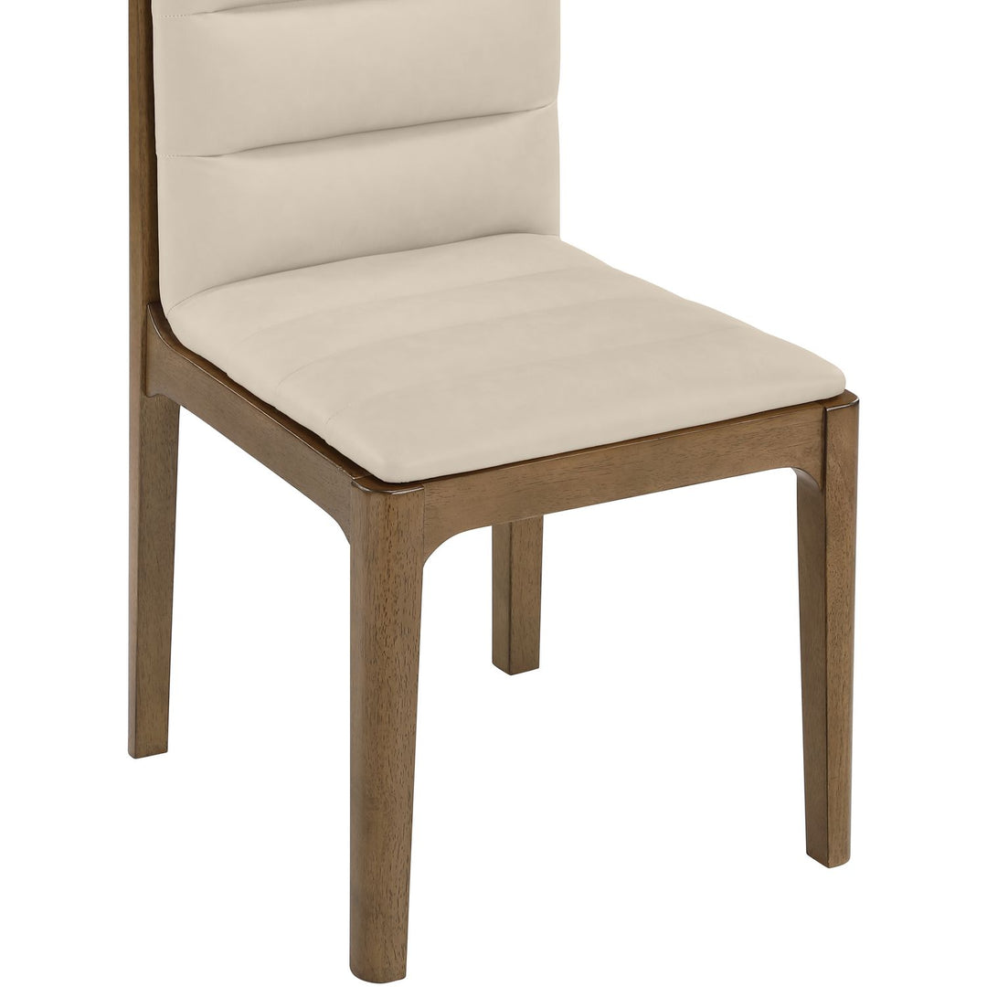Ellis Cane And Vegan Leather Upholstered Dining Chair — Beige / Brown