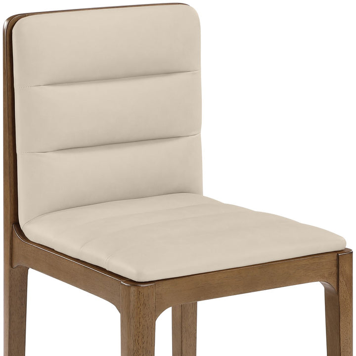Ellis Cane And Vegan Leather Upholstered Dining Chair — Beige / Brown