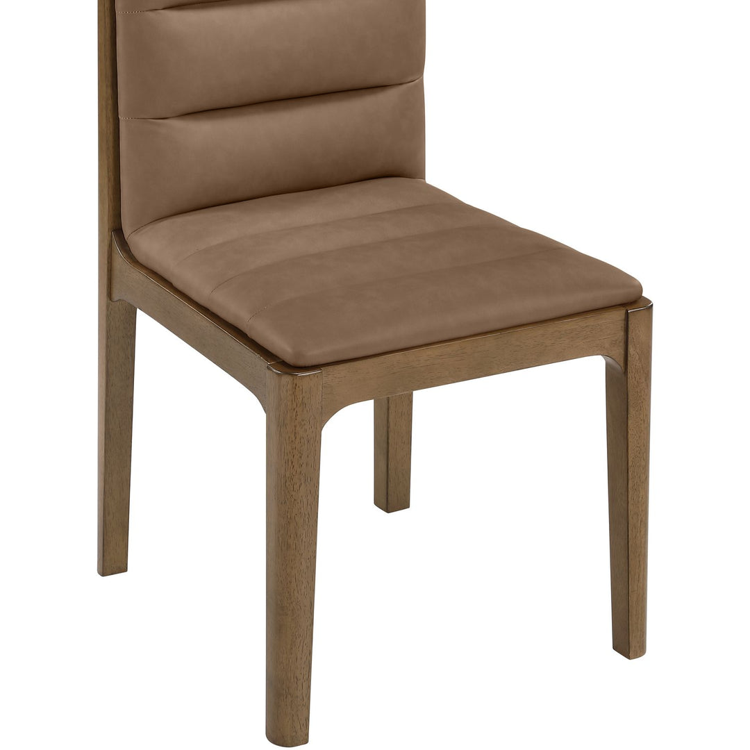 Ellis Cane And Vegan Leather Upholstered Dining Chair — Brown / Brown