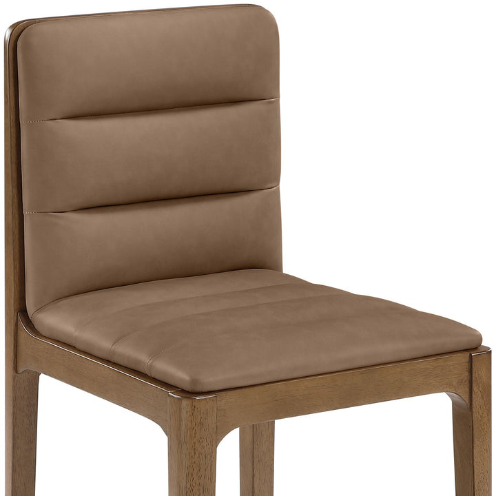 Ellis Cane And Vegan Leather Upholstered Dining Chair — Brown / Brown