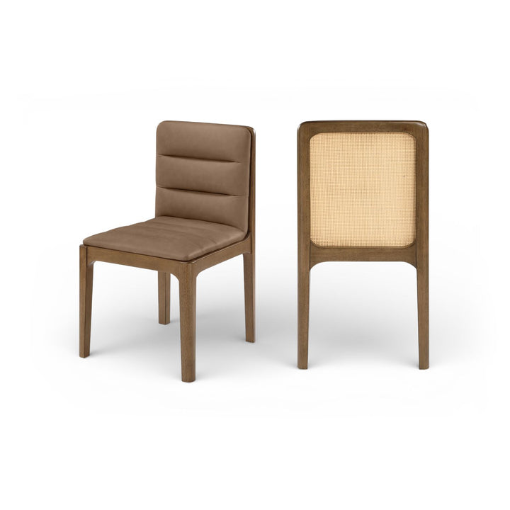 Ellis Brown Cane And Vegan Leather Upholstered Dining Chair