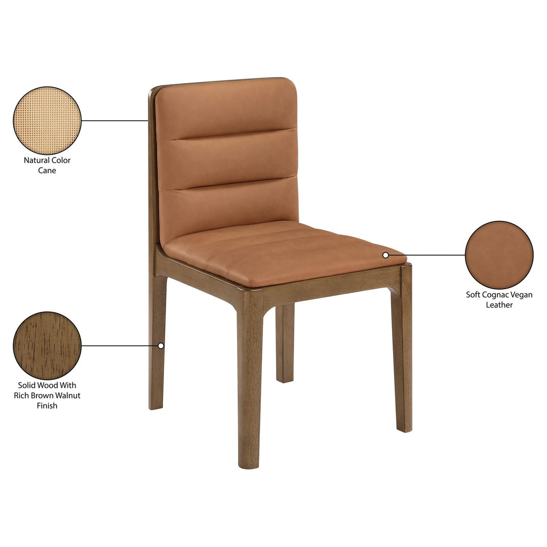 Ellis Cane And Vegan Leather Upholstered Dining Chair — Cognac / Brown