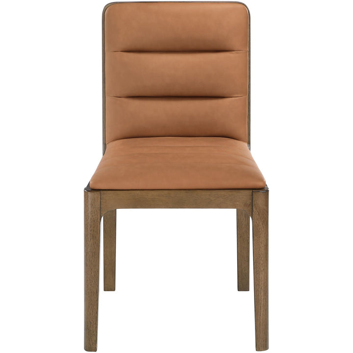 Ellis Cane And Vegan Leather Upholstered Dining Chair — Cognac / Brown