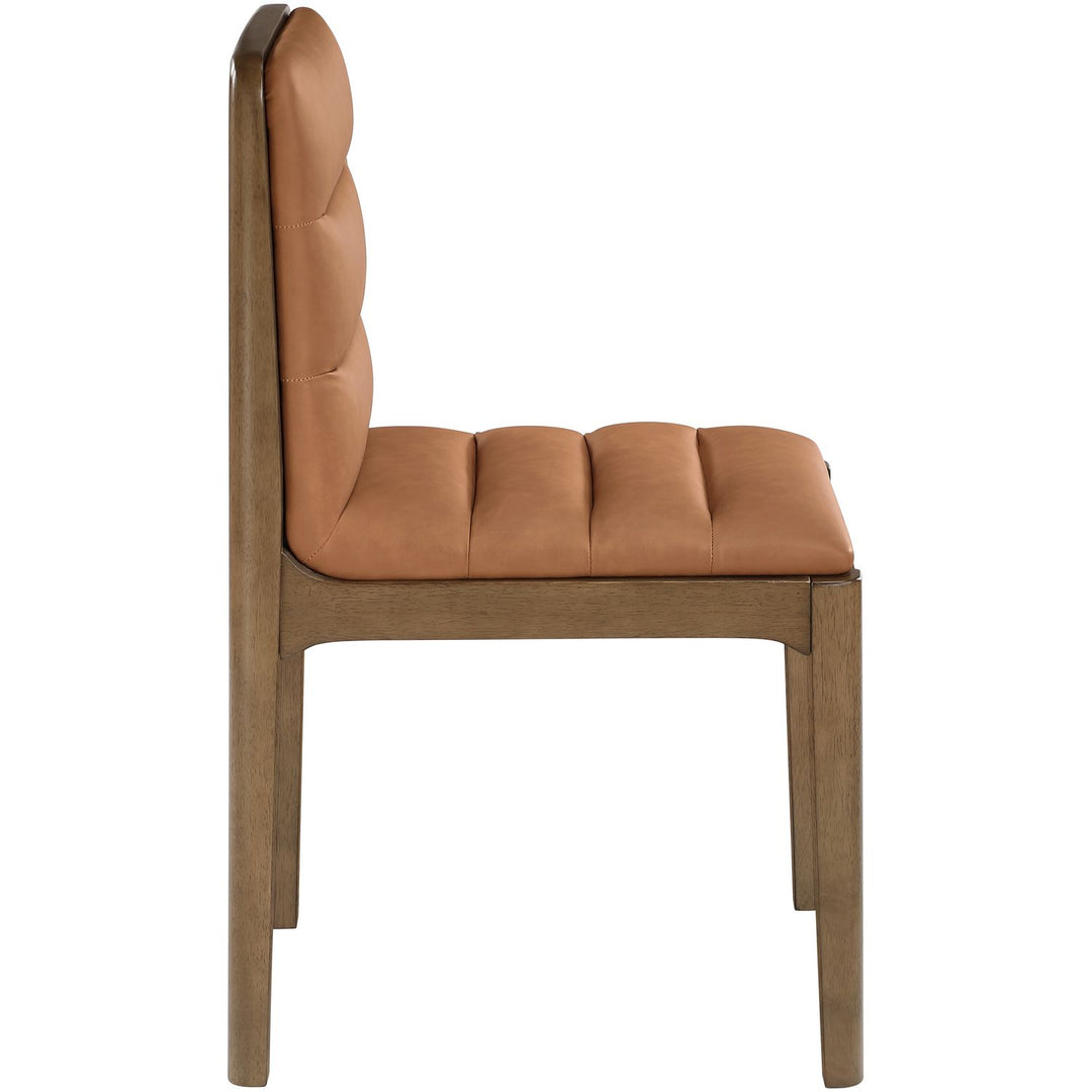 Ellis Cane And Vegan Leather Upholstered Dining Chair — Cognac / Brown