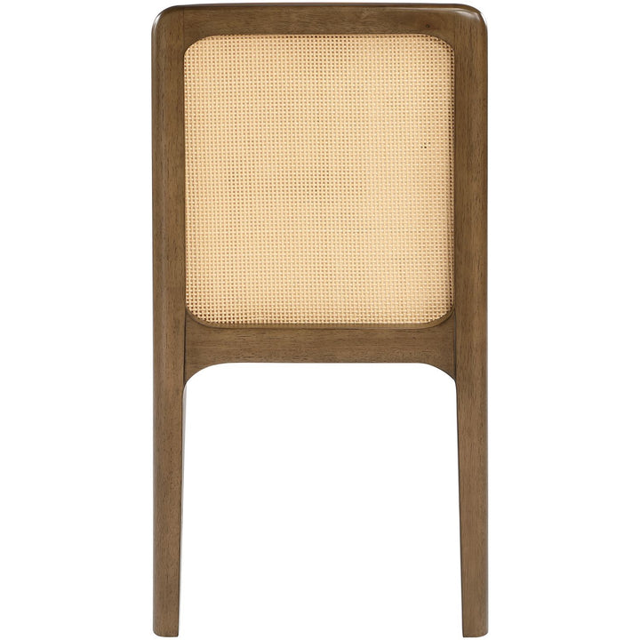 Ellis Cane And Vegan Leather Upholstered Dining Chair — Cognac / Brown