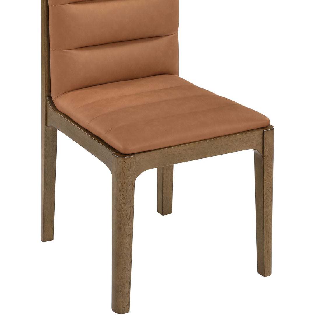 Ellis Cane And Vegan Leather Upholstered Dining Chair — Cognac / Brown