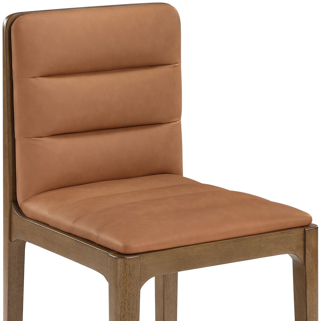 Ellis Cane And Vegan Leather Upholstered Dining Chair — Cognac / Brown