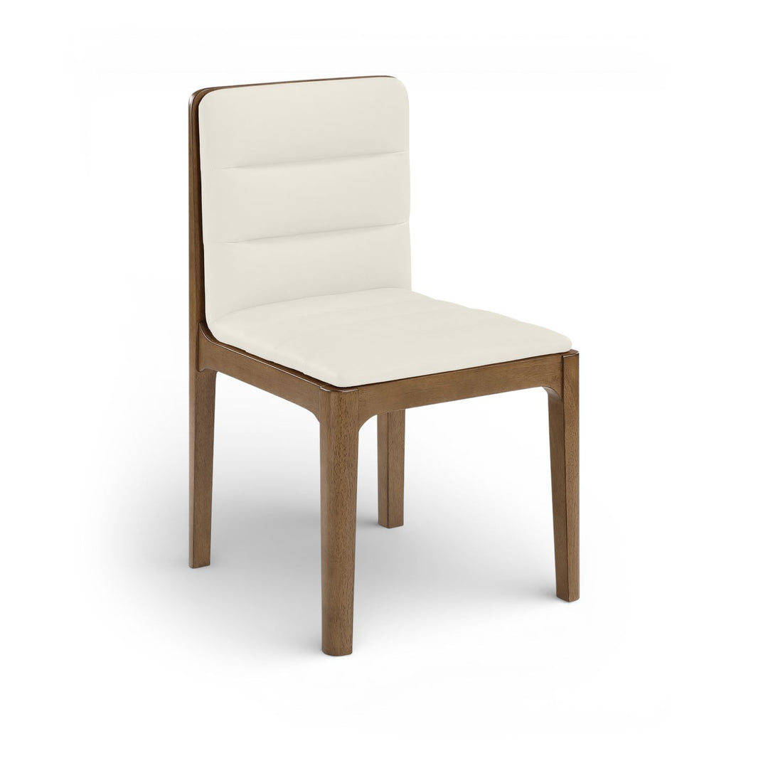 Ellis Cane And Vegan Leather Upholstered Dining Chair — Cream / Brown