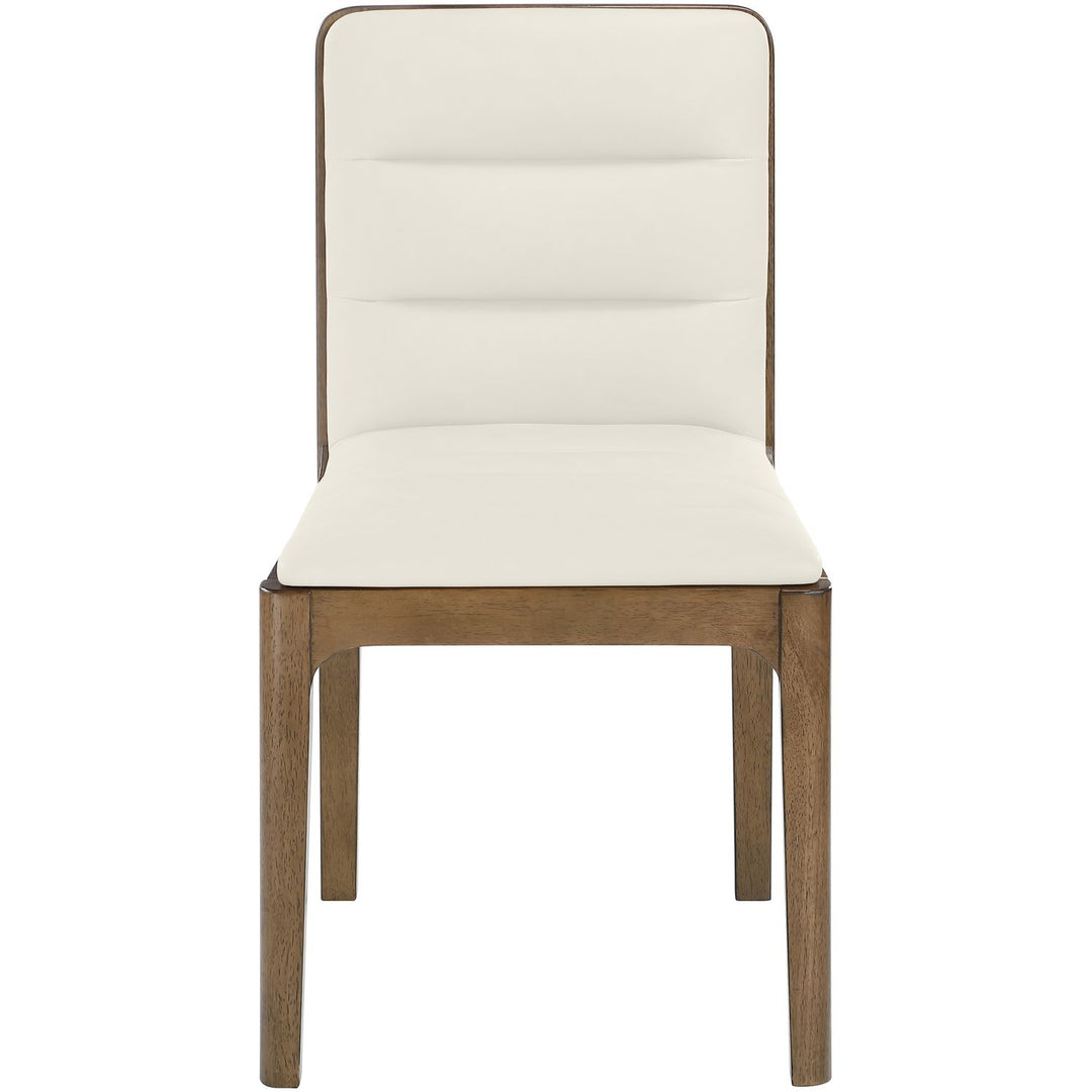 Ellis Cane And Vegan Leather Upholstered Dining Chair — Cream / Brown