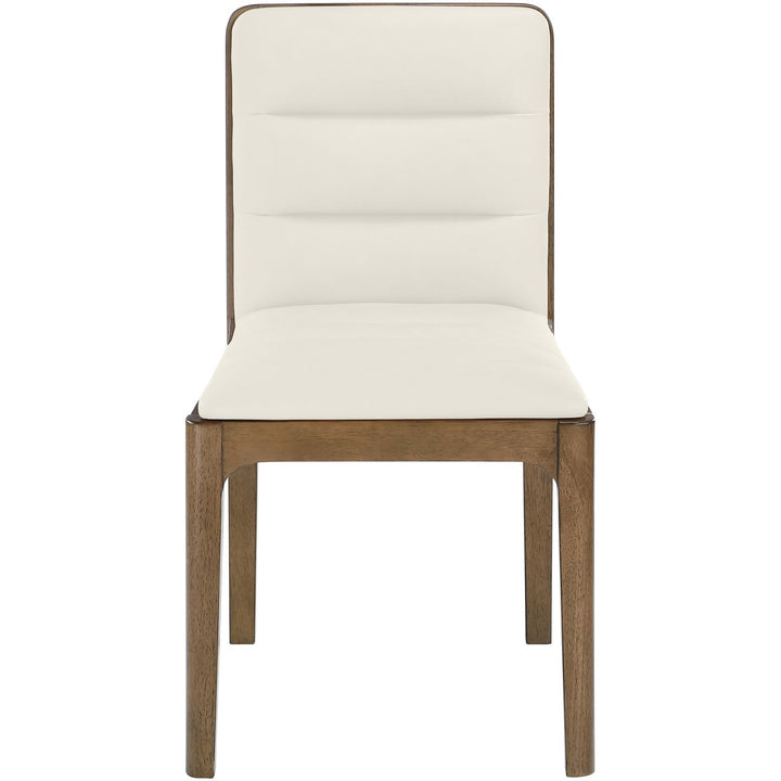 Ellis Cane And Vegan Leather Upholstered Dining Chair — Cream / Brown