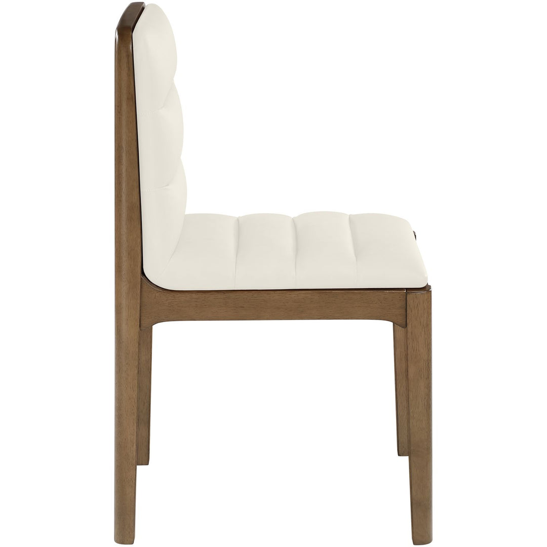 Ellis Cane And Vegan Leather Upholstered Dining Chair — Cream / Brown