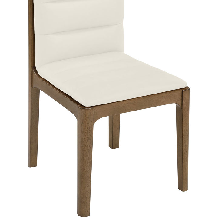 Ellis Cane And Vegan Leather Upholstered Dining Chair — Cream / Brown