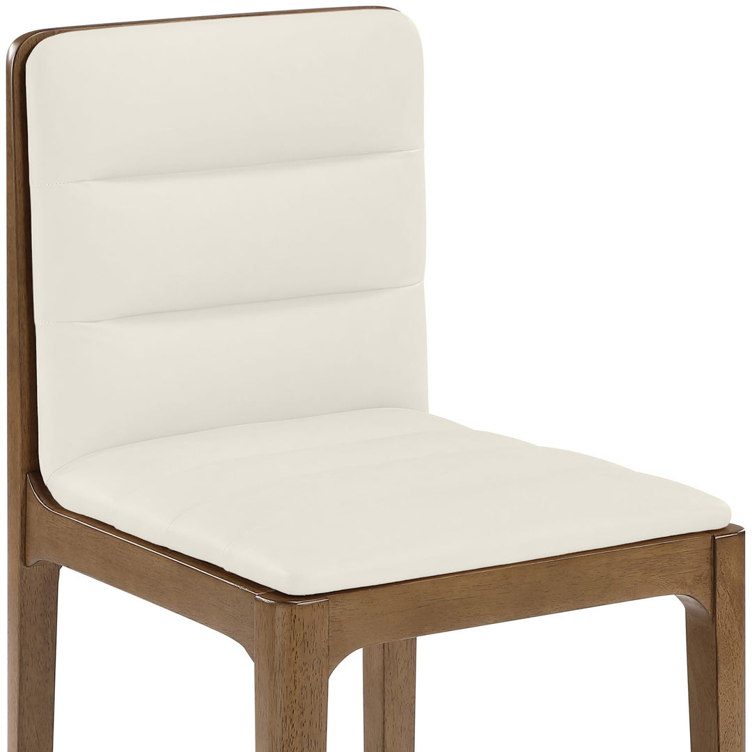 Ellis Cane And Vegan Leather Upholstered Dining Chair — Cream / Brown