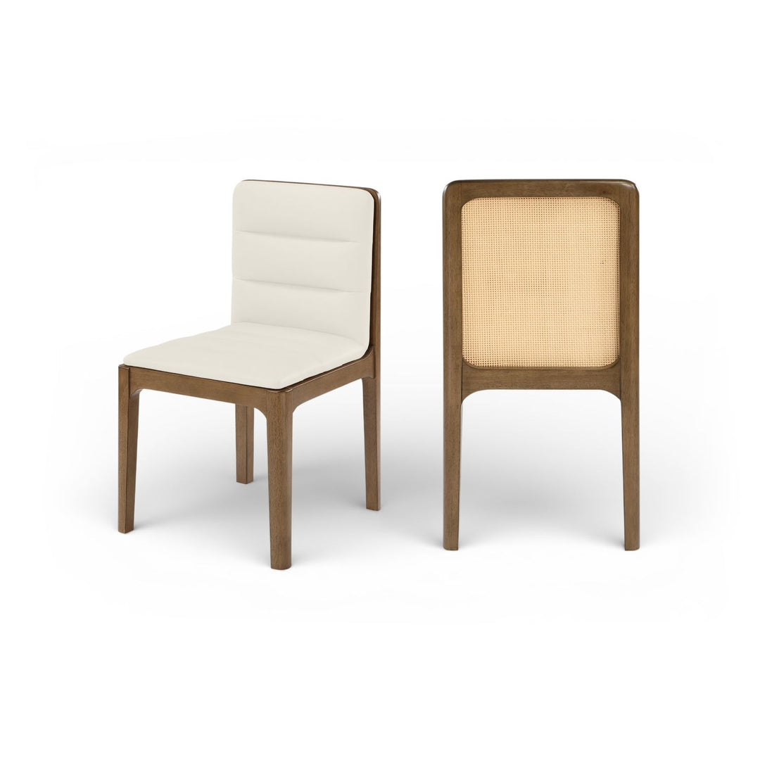 Ellis Cream Cane And Vegan Leather Upholstered Dining Chair