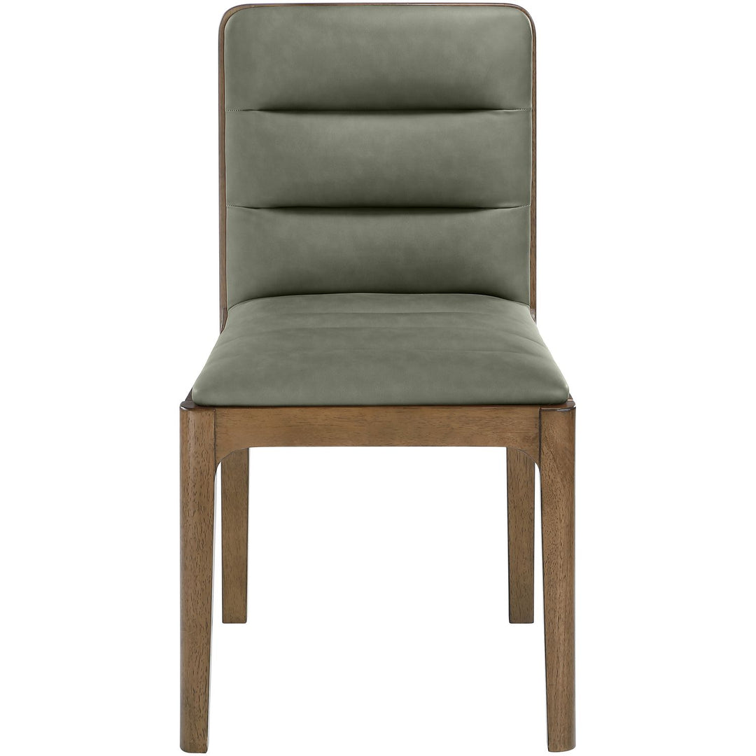 Ellis Cane And Vegan Leather Upholstered Dining Chair — Green / Brown