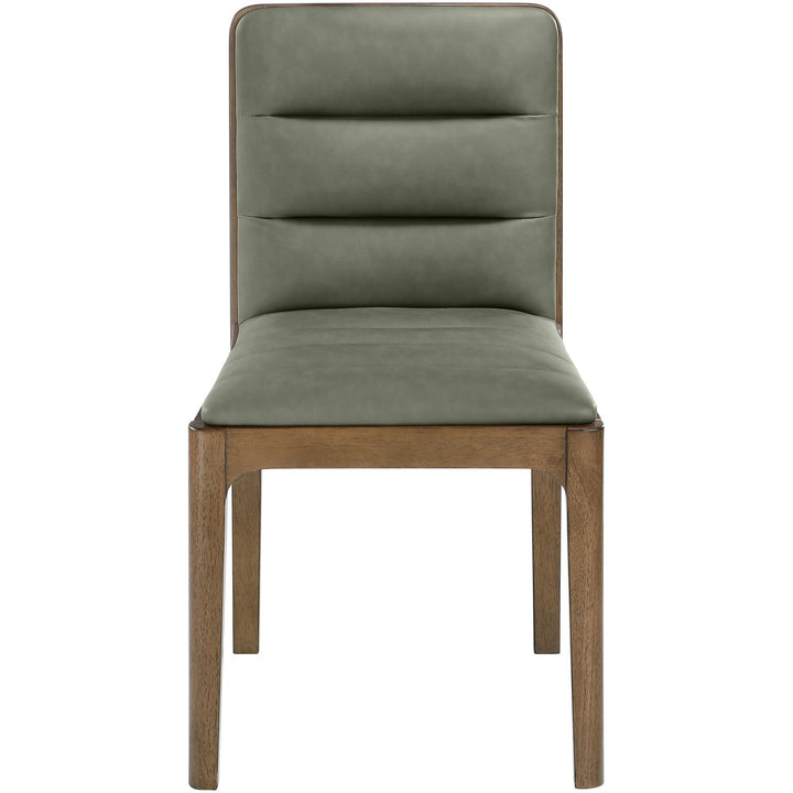 Ellis Cane And Vegan Leather Upholstered Dining Chair — Green / Brown