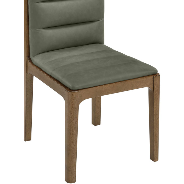 Ellis Cane And Vegan Leather Upholstered Dining Chair — Green / Brown