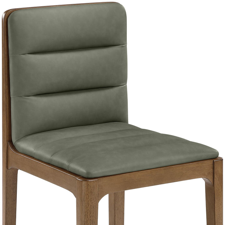 Ellis Cane And Vegan Leather Upholstered Dining Chair — Green / Brown