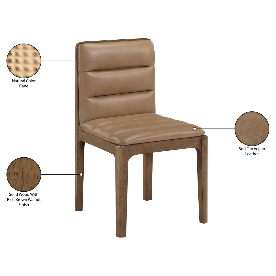Ellis Cane And Vegan Leather Upholstered Dining Chair — Tan / Brown