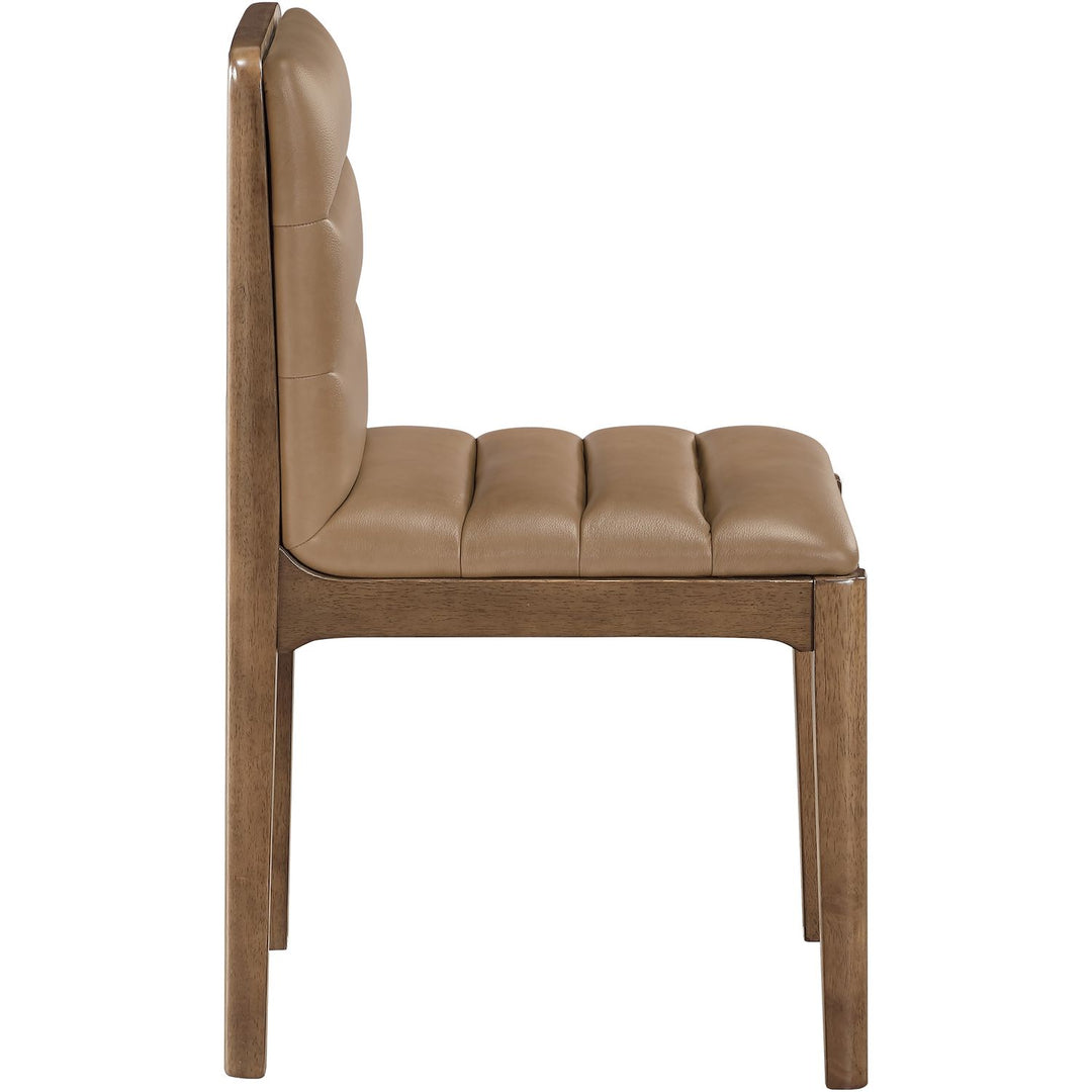 Ellis Cane And Vegan Leather Upholstered Dining Chair — Tan / Brown